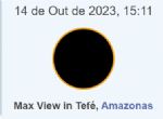 Eclipse solar deste sábado (14) será visto parcialmente em Água Boa; veja horários