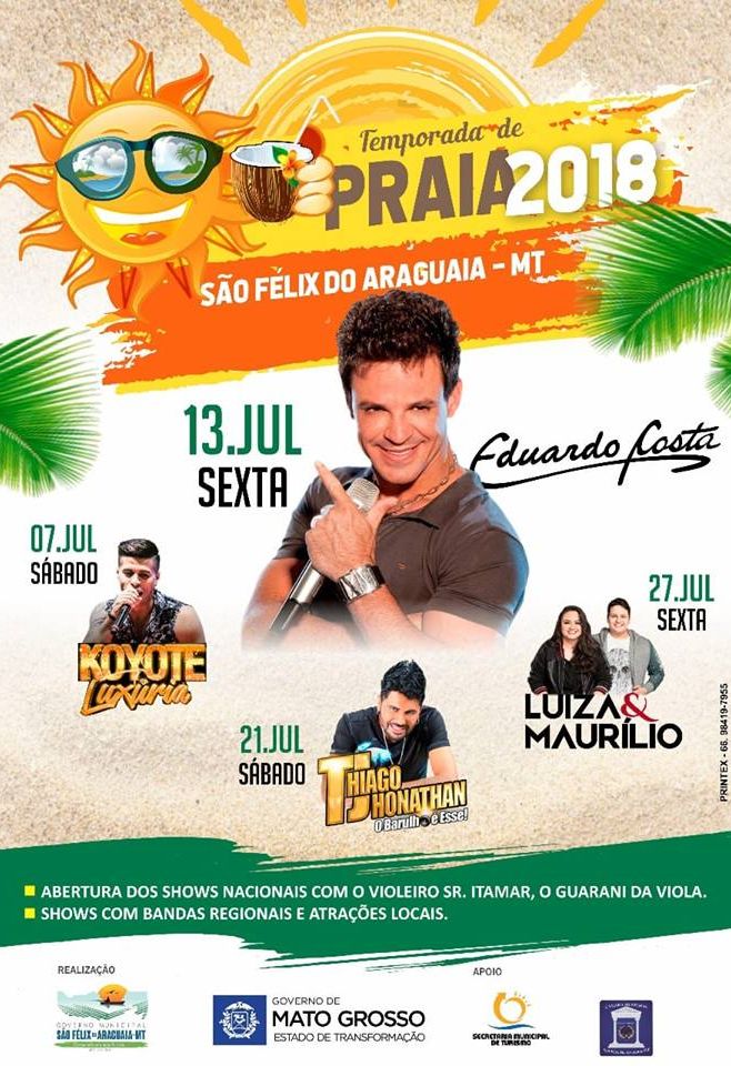 São Félix do Araguaia -  30ª Temporada de Praia terá várias atrações