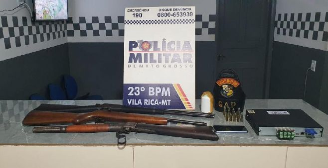 Vila Rica - PM prende homem com rifle, carabinas e munições; as armas seriam enterradas em cemitério
