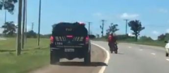 Perseguição da PRF a motociclista que furou bloqueio